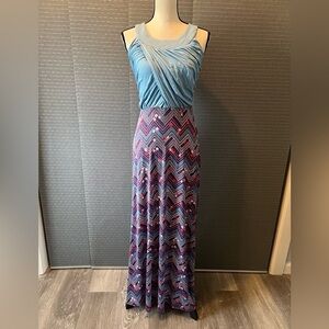 Mixed Media Wrap Front Maxi Dress